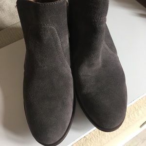 Gray suede booties